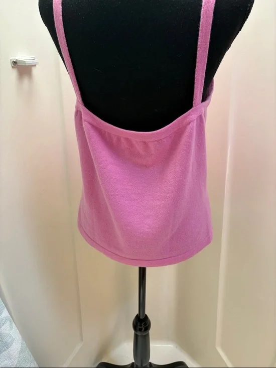 Women's CASHMERE Pink Knit Cami Tank Top - Classic Strappy Style - Picture 4 of 8